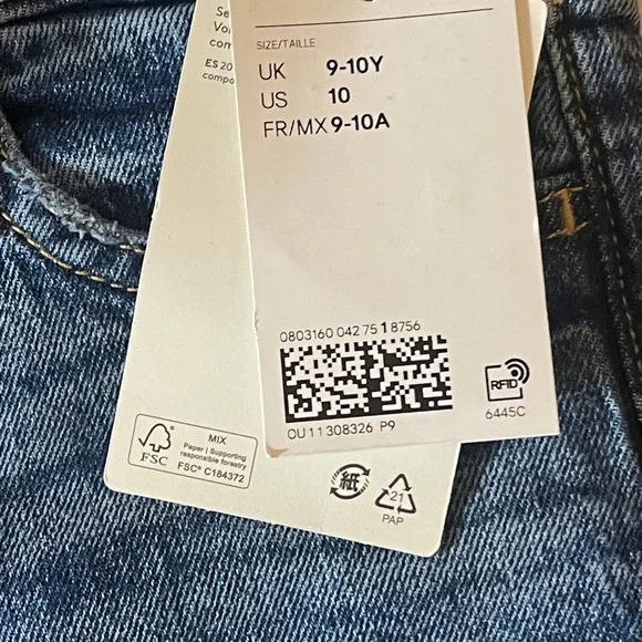 H&M Kids Slim Fit Jeans Size 10 Adjustable Waist Blue Denim New With Tags - Picture 7 of 10